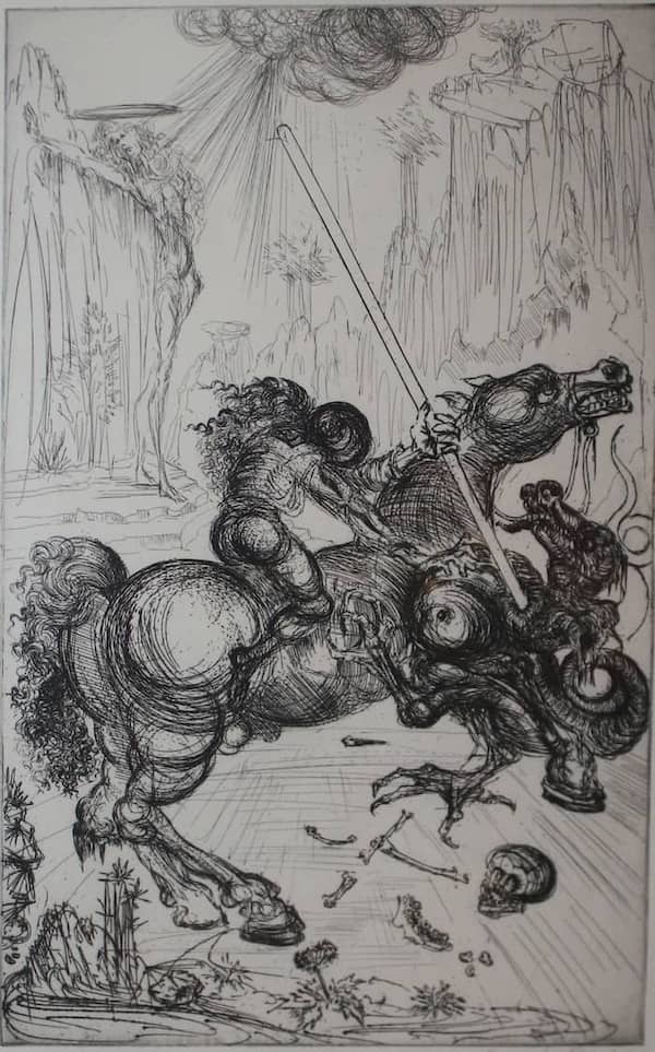 Saint George and the Dragon drawing by Salvador Dali