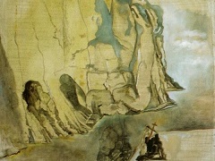 Landscape with Hidden Image of Michelangelo's David by Salvador Dali